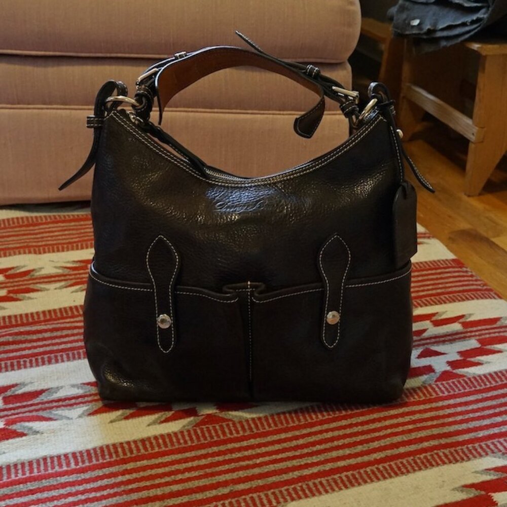Pebbled Leather Deep Brown Dooney & Bourke Hand Bag